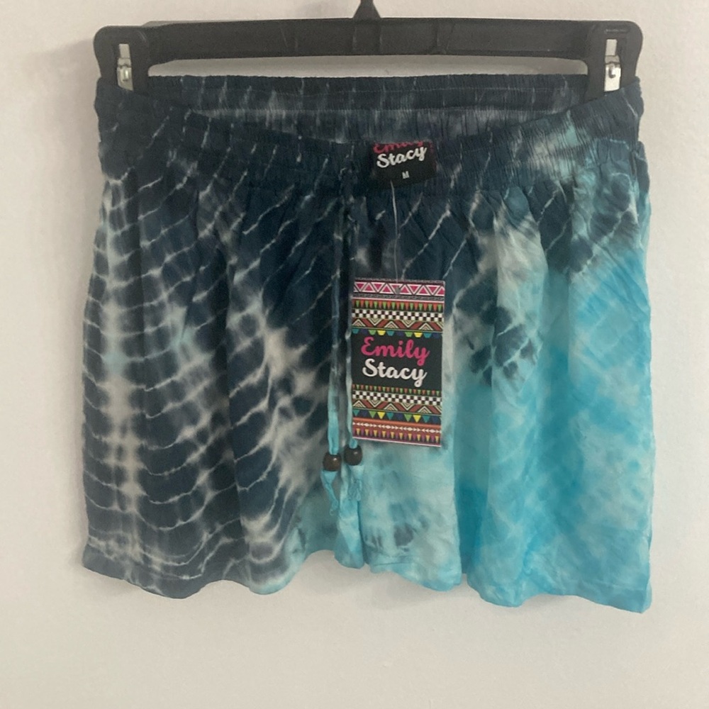 Women's High Waist Tie-Dye Shorts - Blue